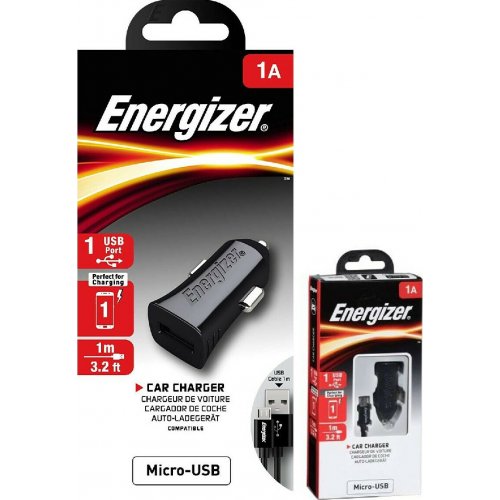 Energizer Car Φορτιστής 1A Micro Usb 1m Black