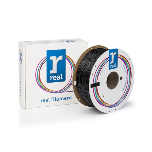 REAL PETG 3D Printer Filament - Black - Spool of 3Kg - 1.75mm (REFPETGBLACK3KG)