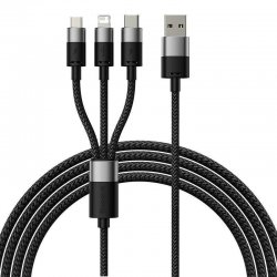 Baseus Starspeed Braided USB to Lightning / Type-C / micro USB Cable 3.5A Μαύρο 1.2m (CAXS000001) (BASCAXS000001)