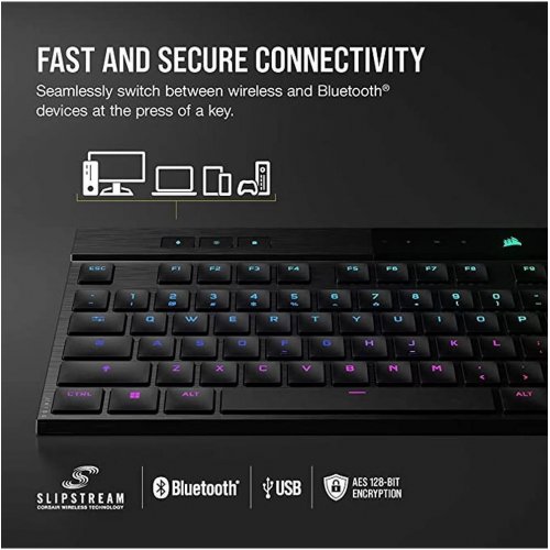 Corsair K100 Air Ασύρματο Gaming Μηχανικό Πληκτρολόγιο με Cherry MX Ultra Low Profile διακόπτες και RGB φωτισμό (Αγγλικό US)