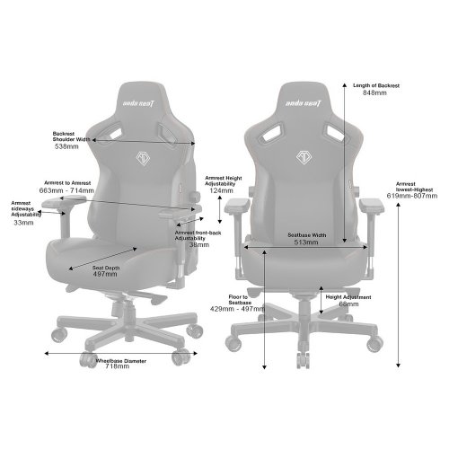 ANDA SEAT Gaming Chair KAISER-3 Large Grey Fabric