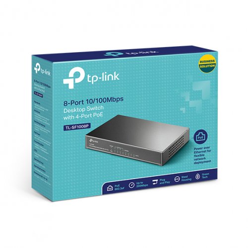 TP-LINK Switch TL-SF1008P, 8 port, 10/100 Mbps, POE