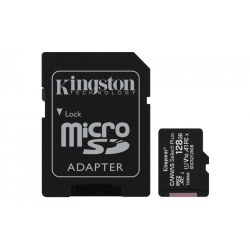 KINGSTON Memory Card MicroSD Canvas Select Plus SDCS2/128GB, Class 10, SD Adapter