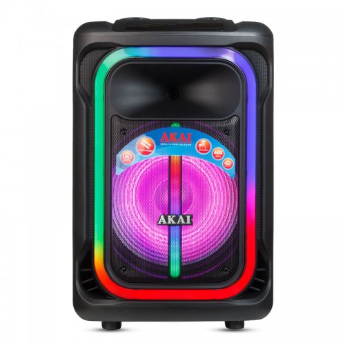 Akai ABTS-15 Pro Volcano Μαύρο φορητό Party speaker τρόλεϊ με Bluetooth, USB, SD, AUX, FM, LED, AWS με τηλεχειριστήριο, 2 ασ. μι