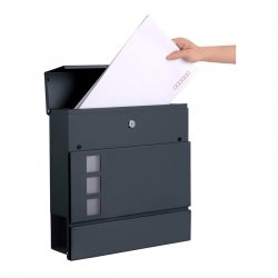 Γραμματοκιβώτιο από Ανοξείδωτο Ατσάλι 37 x 10.5 x 37 cm Χρώματος Γκρι Songmics GMB052G01