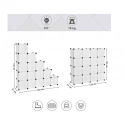 Σύστημα Αποθήκευσης - Ντουλάπα με 16 Κύβους 153 x 31 x 153 cm Χρώματος Λευκό Songmics LPC44BS